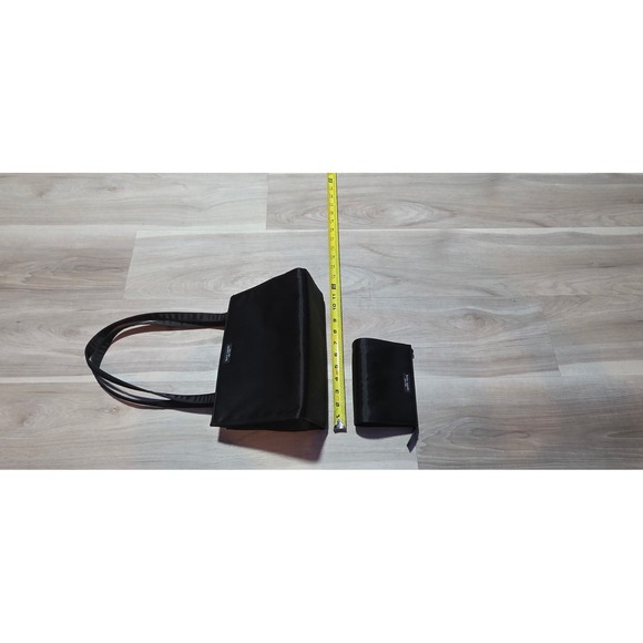 Kate Spade New York Black Shoulder Bag Logo Accent Inner Pockets Matching Pouch - Picture 8 of 11